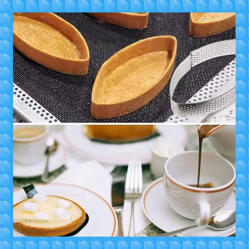 

ETRT 8PCS Cake Mold Tool Pastry Cheese Tart Ring Kitchen Utensils Porous Cake Mouss French Tart Ring (Boat)