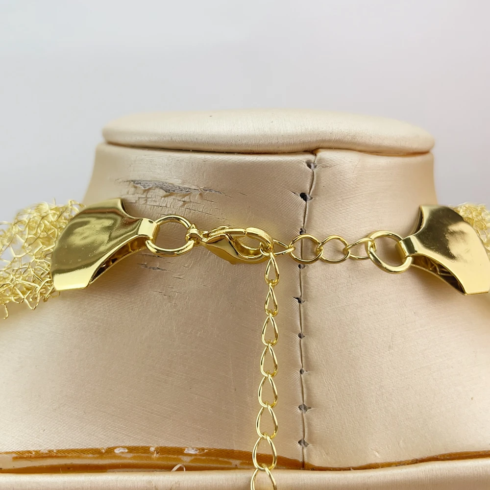 مجموعة مجوهرات برازيلية مطلية بالذهب من إيما للنساء، قلادة أفريقية جريئة، أقراط، سوار، خاتم، هدايا مجوهرات الزفاف