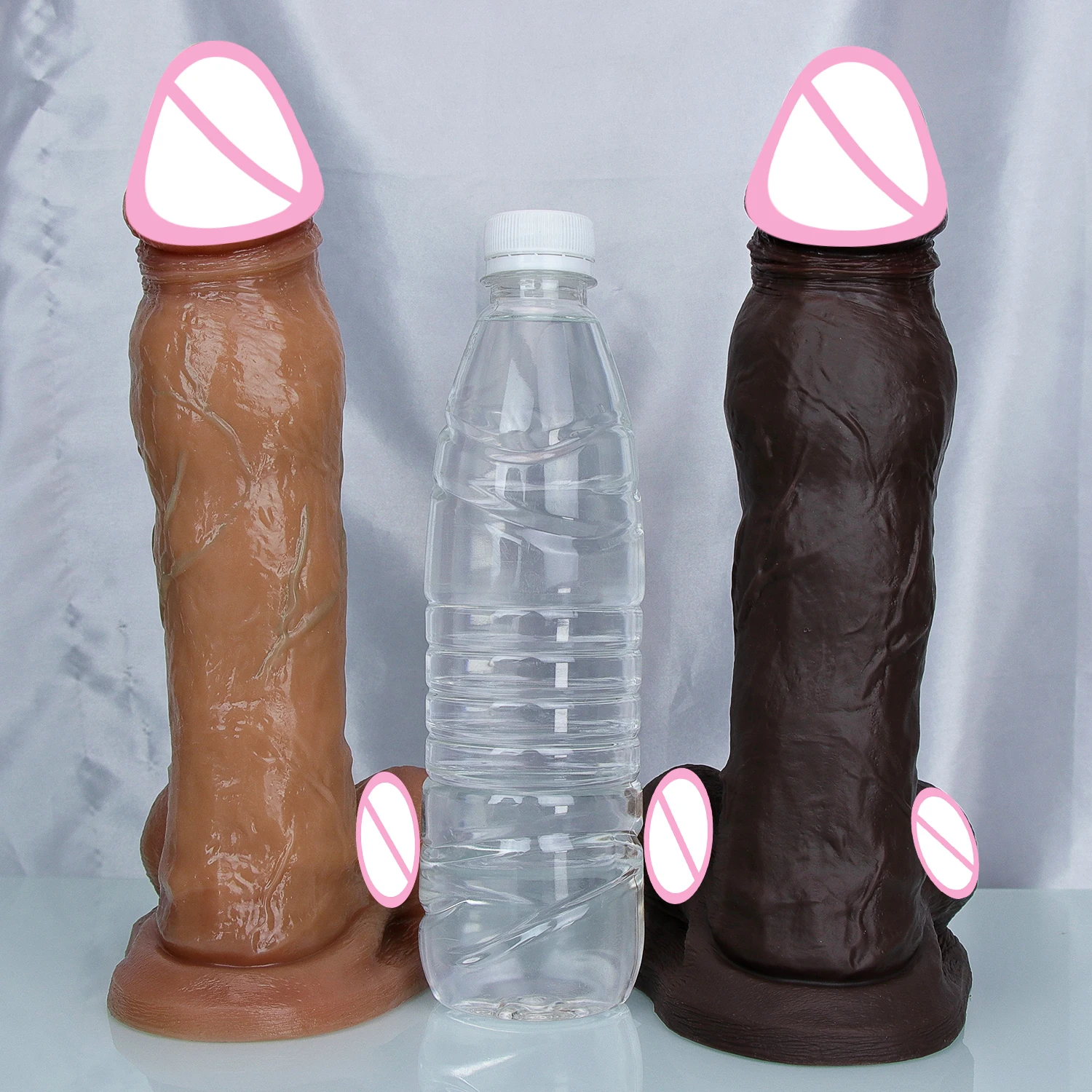 Realistic Soft Big Brown Dildo Double Silicone Masturbators Black Penis Anal Sex Toys for Man Woman Powerful Suction Cup Dick