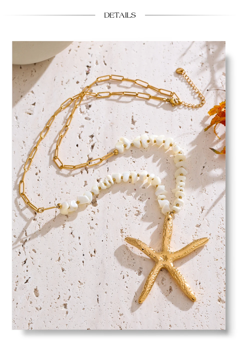 Yhpup 60 + 7 cm Ozean Stil Shell Handgemachte Kette Große Seestern Anhänger Halskette Edelstahl Strand Urlaub Schmuck 2025 – Detail 9