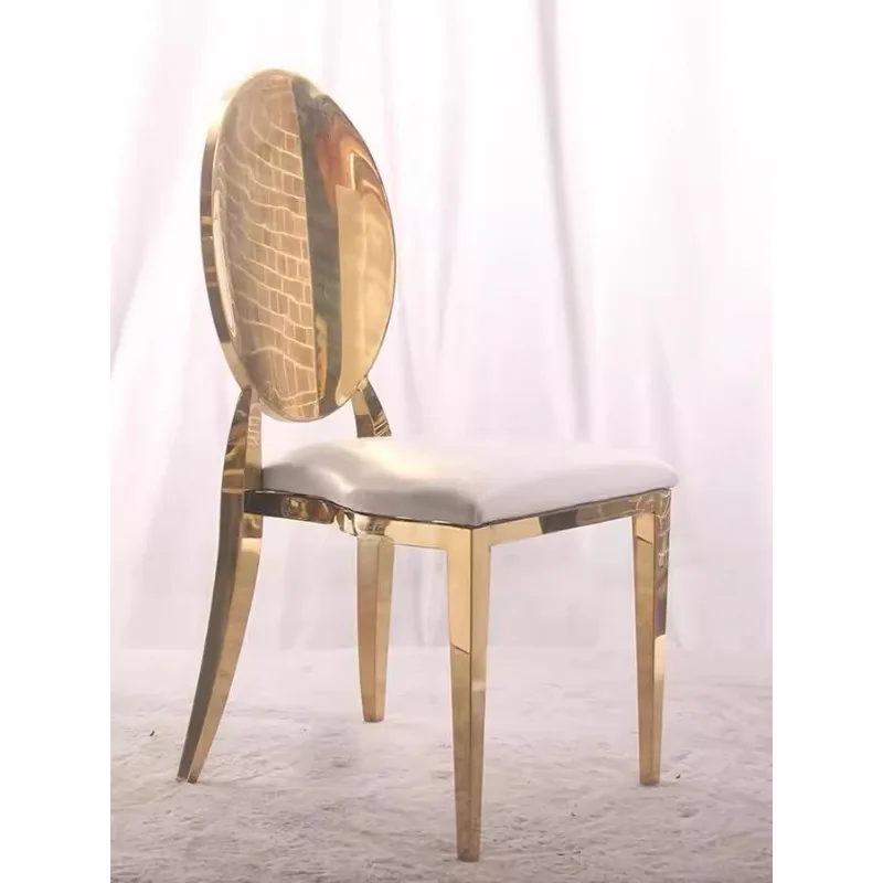 Light Luxury Stainless Steel Dining Chair European Ballroom Middle East Hotel Chair Premium Home Soft Bag Backrest Eating Stool