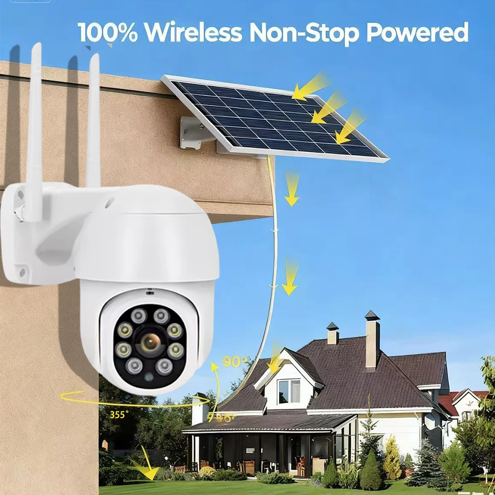 Tuya 5MP HD WiFi Solar Camera Outdoor IP66 Waterproof Wifi Camera Two Way Audio IR & Colorful Night Vision  Smart Home Security