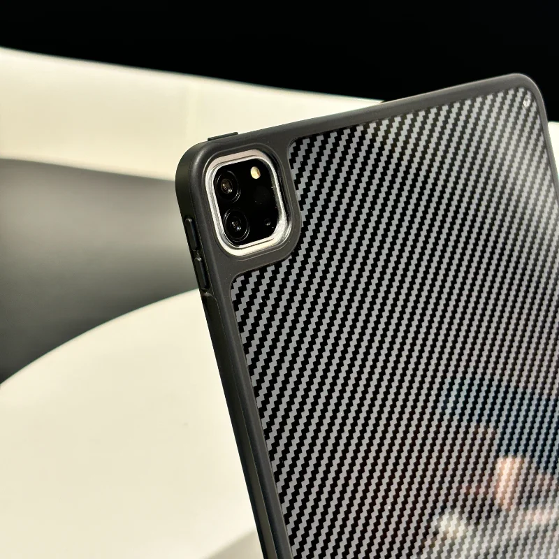 For iPad Air 11 4th 5th 10.9 Case ipad 12th A19 7th 8th 9th 10.2 10th 11th pro 11 Gen Carbon Fiber Texture Hard Cover Shockproof