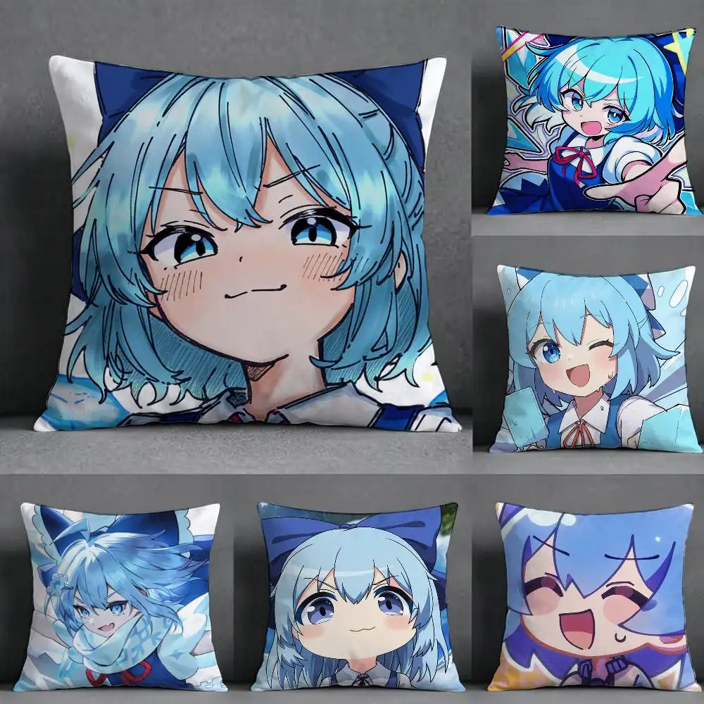 Cirno touhou projec  Pillow Case Square Double-Sided Sofa Cushion Cover Bedroom Bedside Pillow