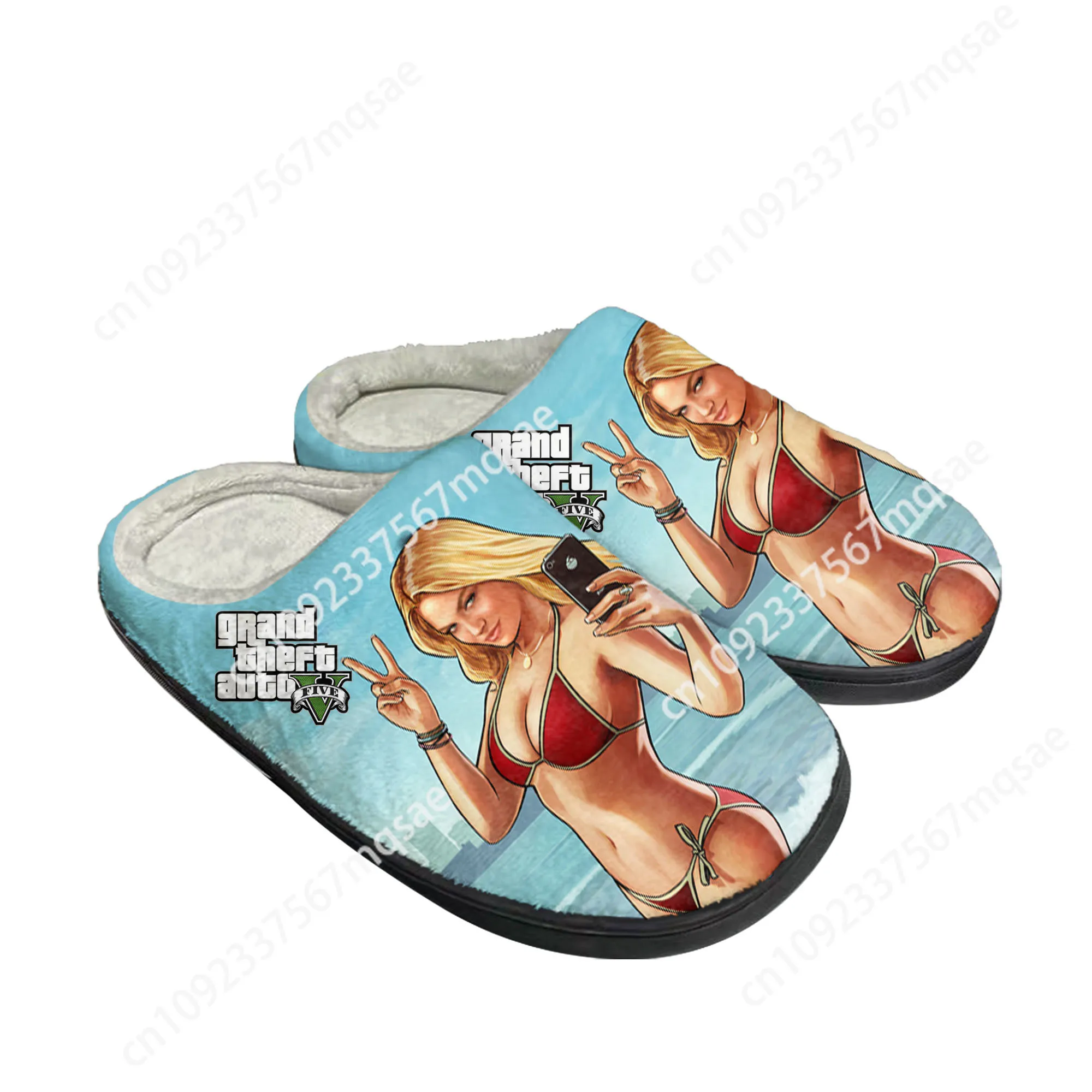 Anime Cartoon Grand Theft Auto GTA V 5 Home Cotton Custom Slippers Męskie sandały damskie Plush Casual Warm Shoes Thermal Slipper