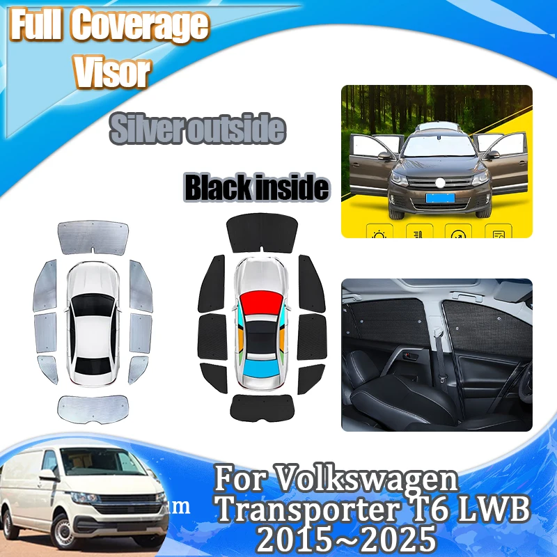 

For Volkswagen VW Transporter Caravelle Multivan Doubleback T6 LWB 2015~2025 2024 Sun Visor Sunscreen Blocks UV Rays Accessories