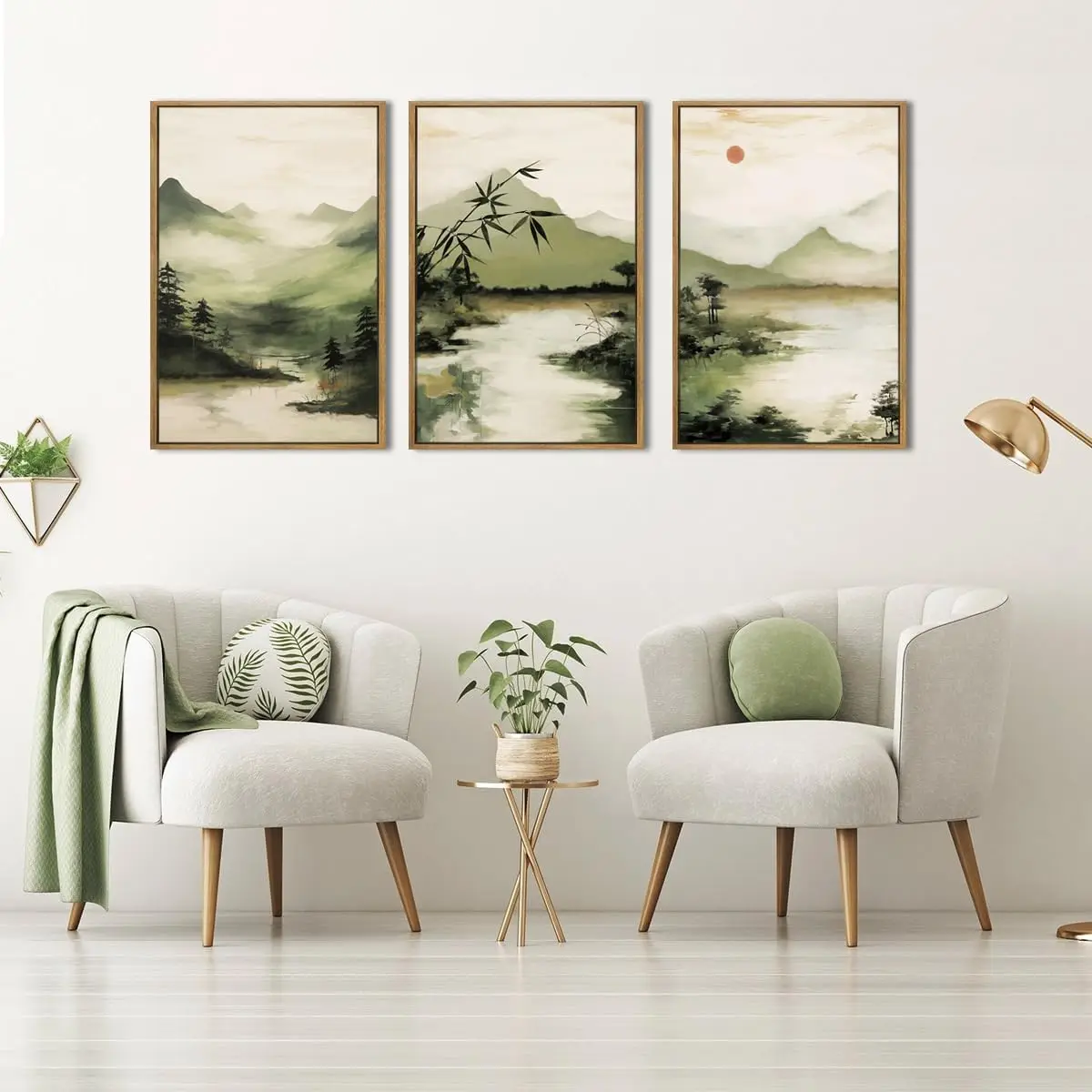 Canvas Poster Wall Art 3pcs/Set Natural Scenery Green Mountains Forest Canvas Poster Wall Art Painting Poster Modern Living Room