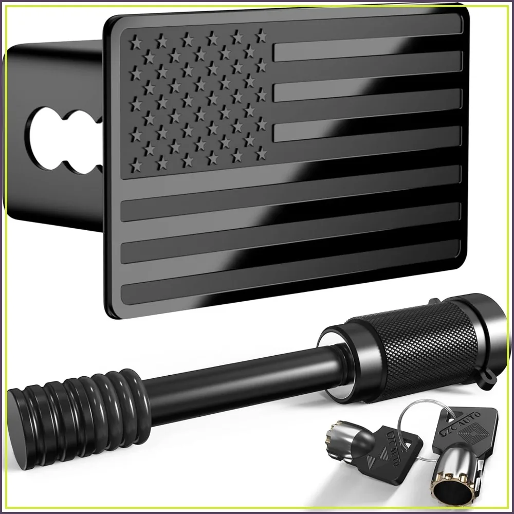 

Heavy American Flag Metal Trailer Hitch Cover for 2 Inch Receivers, Tow Hitch Covers with 5/8-Inch Pin Diameter Lock