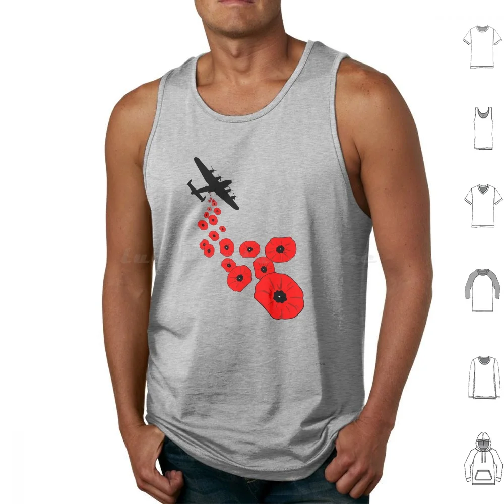 Never Forgotten Tank Tops Vest Sleeveless Avro Lancaster Rememberance Poppy Red Poppy Never Forget Military Poppy Poppy Day