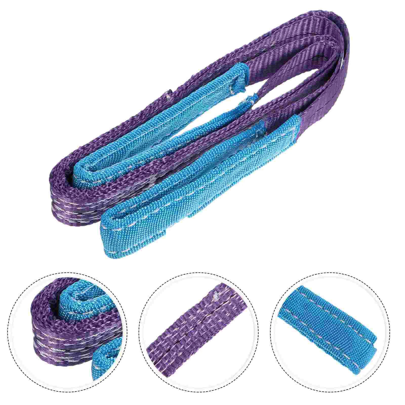 

Flat Sling Double Buckle Lifting Belt Eye Recovery Strap Hemming Crane Polyester Webbing