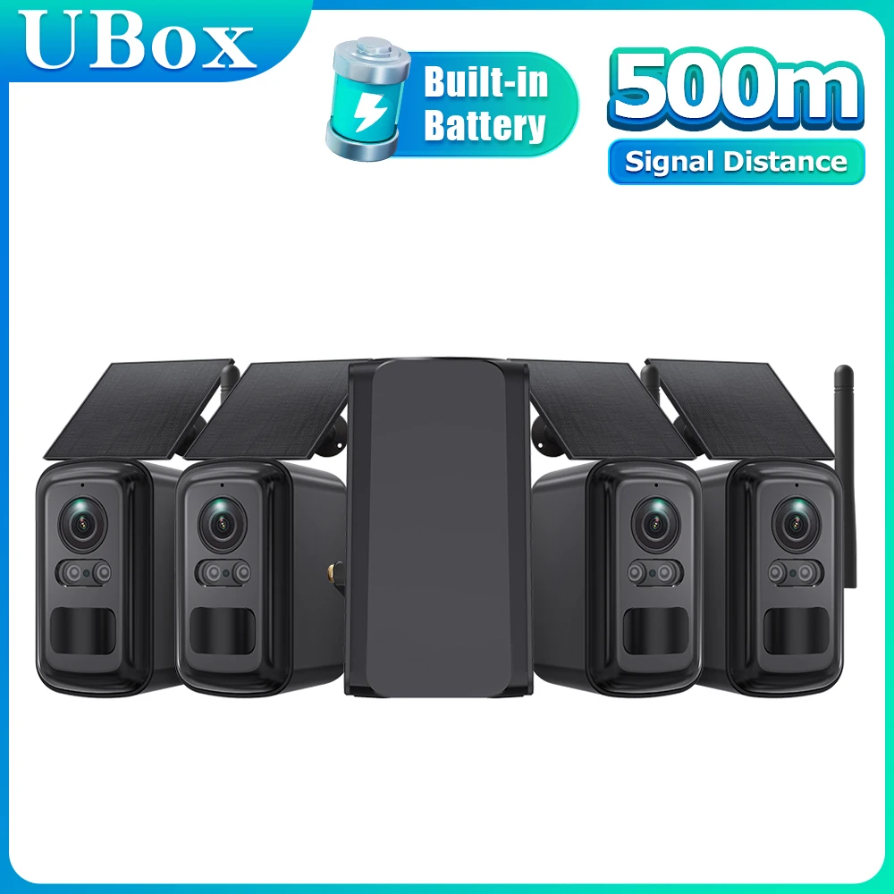 SHIWOJIA-cámara con batería Solar de 3MP, sistema de seguridad, Kit de 2 cámaras, WiFi para exteriores, cámara inalámbrica, visión nocturna en Color, alerta de movimiento