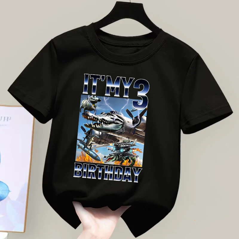 

Italian Brainrot Children Clothing Birthday T-shirt Tung Tung Tung Sahur Kawaii Short Sleeve Crocodile Bomber Cartoon Anime Tee