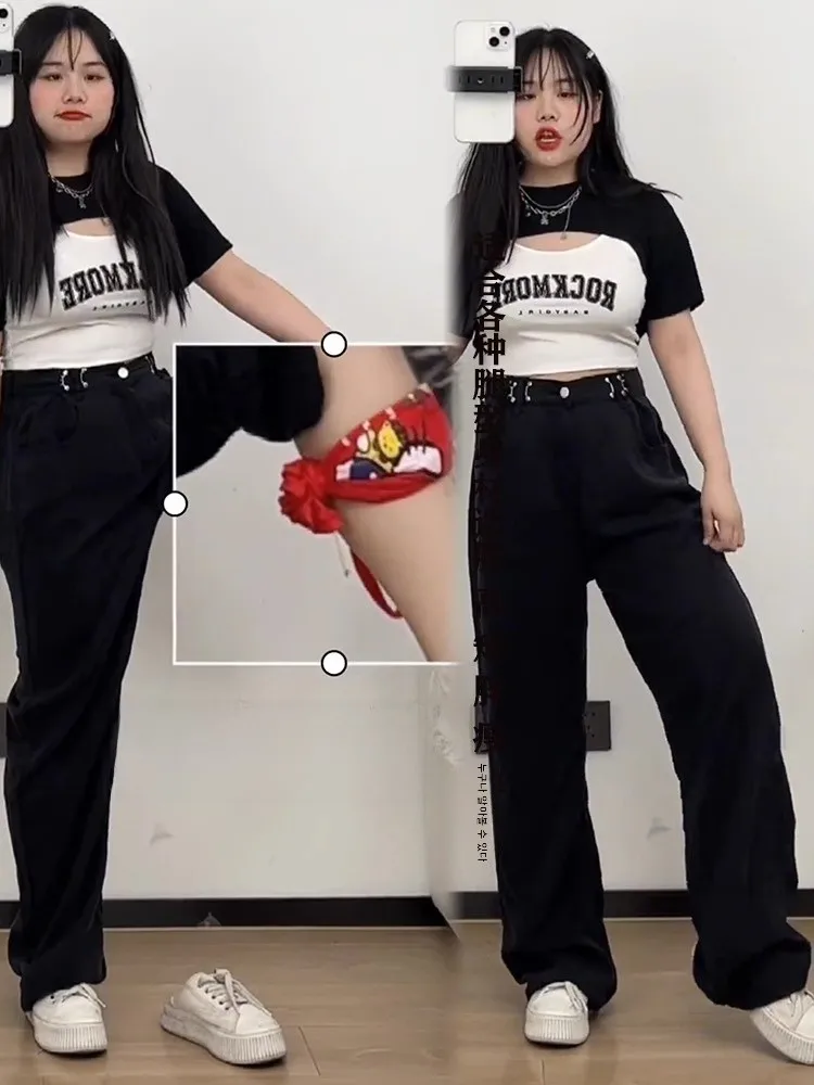 Bla jean en Denim à jambes larges pour femme, grande taille, taille haute, droit, ample, amincissant, longueur au sol, Design Sensation, automne