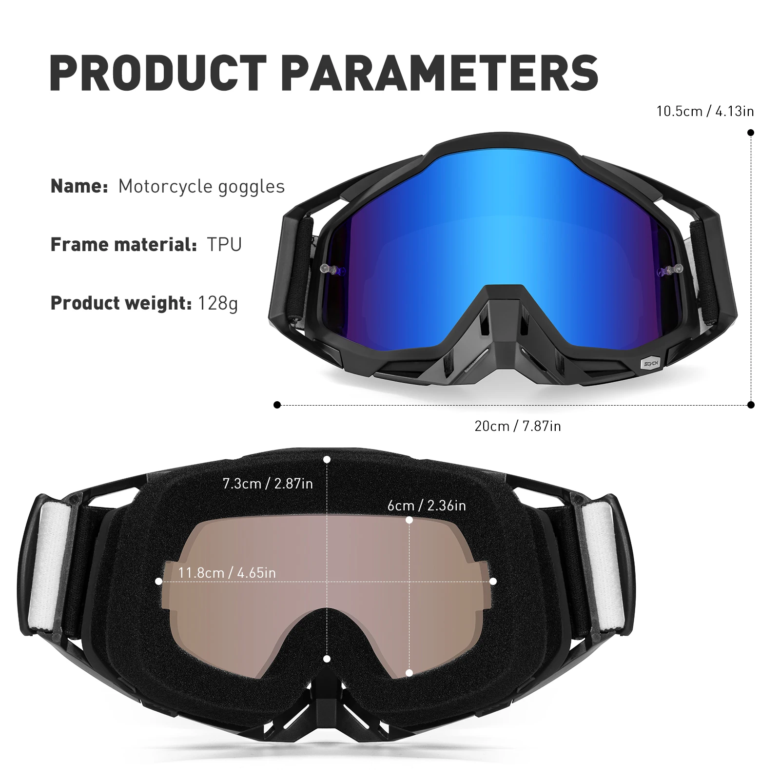SCVCN Occhiali da guida per moto Occhiali da motocross da montagna Occhiali da motocross Uomo Donna Occhiali da sole sportivi all'aria aperta alla moda