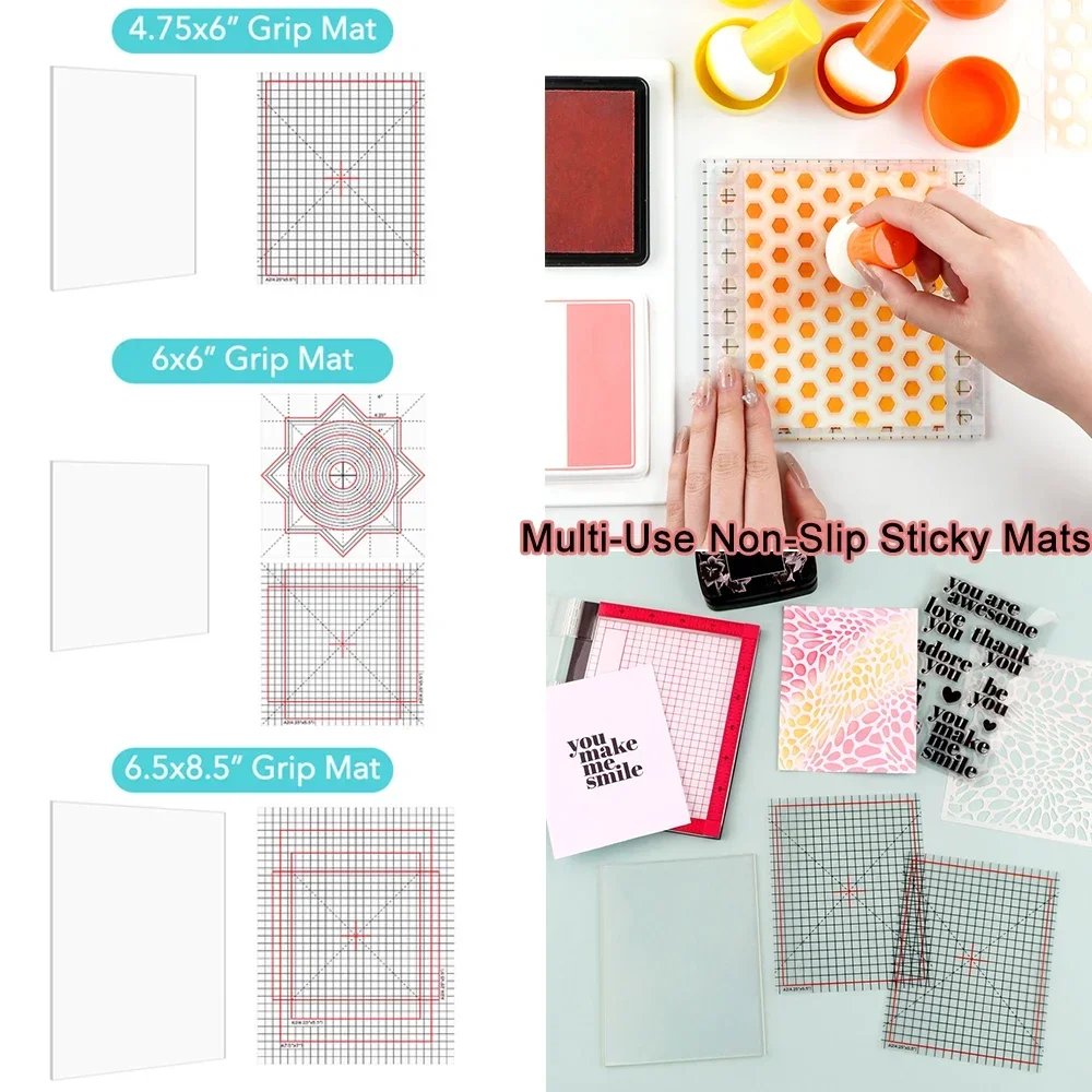 Multi-Use Non-Slip Sticky Mats Photopolymer Grip Mat Fit For Stamp Positioning Tool Stick Mats To Hold Cardstock in Place Making