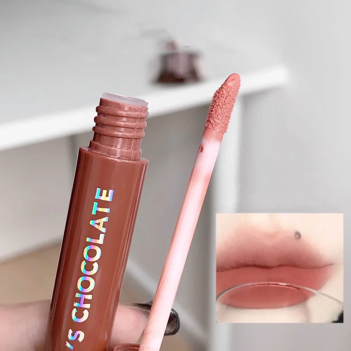 Zestaw czekoladowych błyszczyków do ust Velvet Matte Lipstick Długotrwała, bogata kremowa pomadka do ust Milk Coffee Lip Color Makeup Liquid Lip Gloss Set