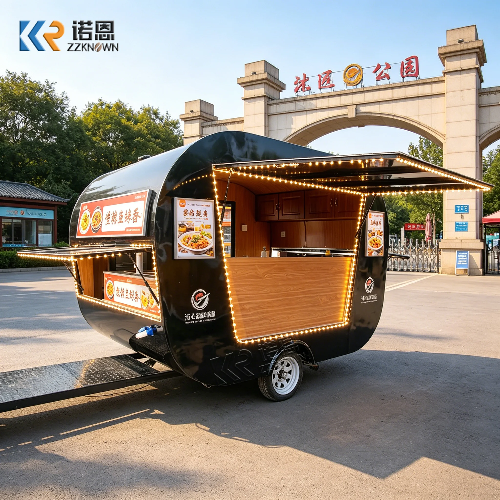 

Portable Outdoor Food Vending Trailer - Fully Equipped Kitchen Cart Ideal for Catering Events And Snack Sales