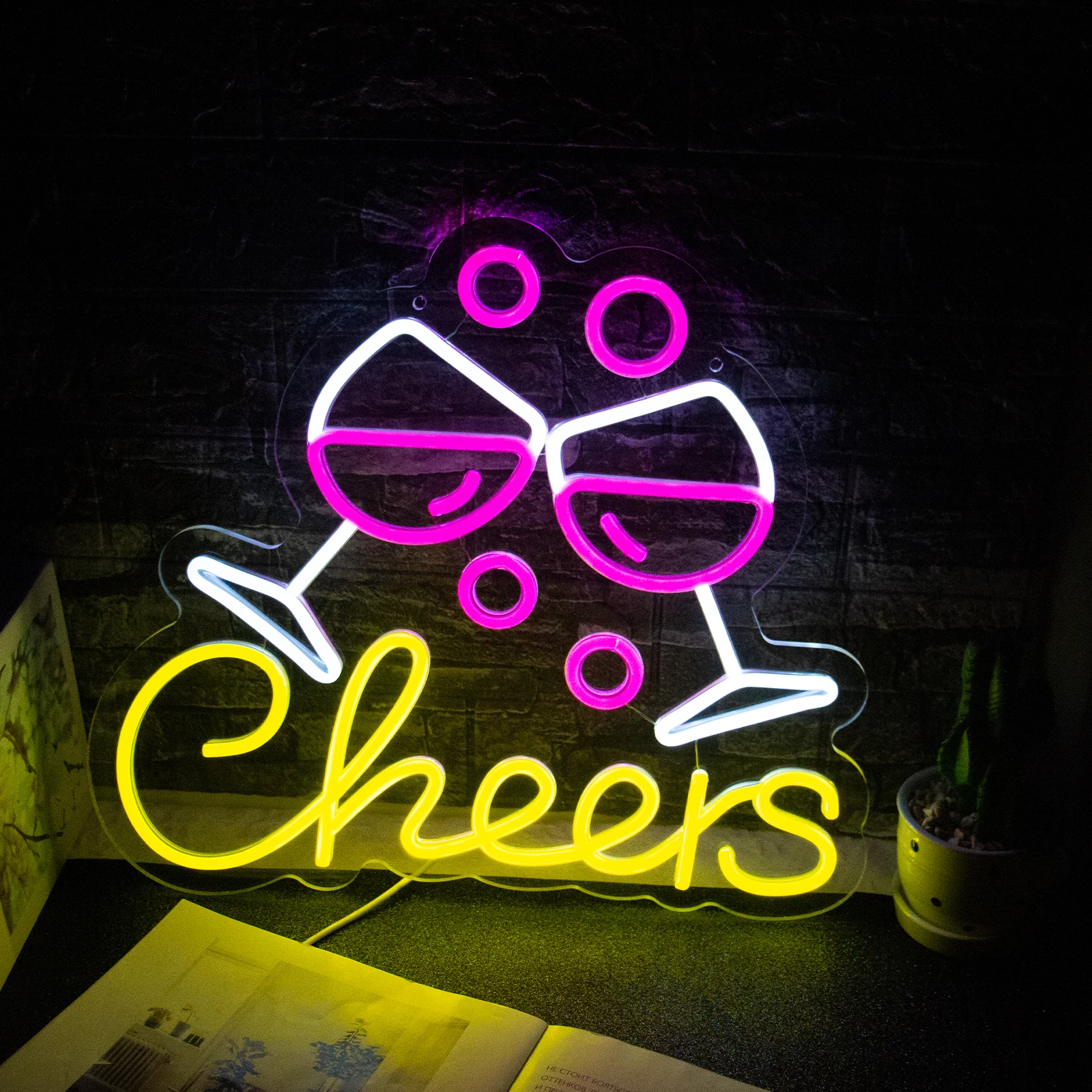 

Неоновая вывеска «Cheers» (1 шт.), неоновая вывеска с изображением пива, светящаяся вывеска для бара, светодиодная неоновая лента с питанием от USB для баров, бистро, ресторанов, вечеринок