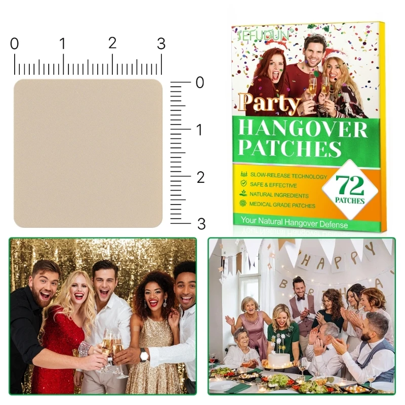 72 Patches/Box Hangovers Relief Patches Natural Ingredients Convenient Party Patches for Women Men Enjoy The Night Out