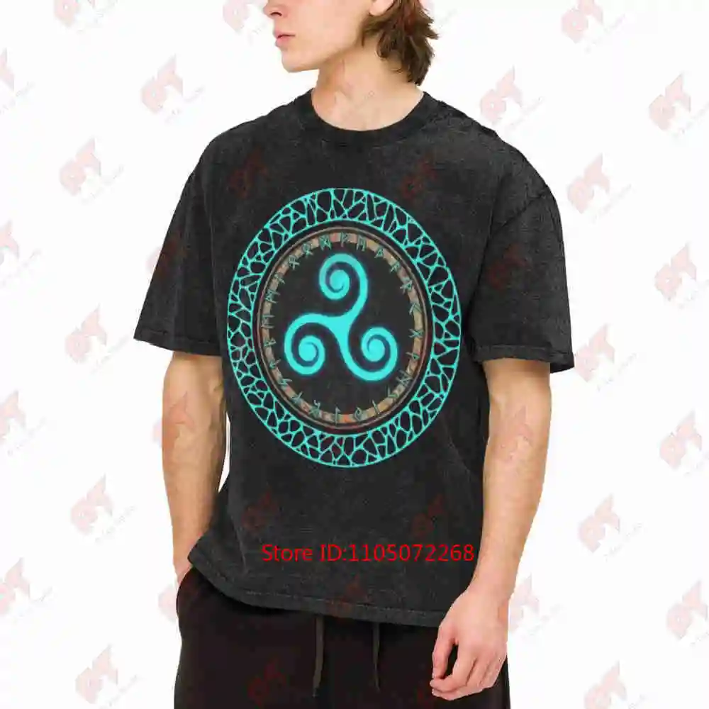 Triskele Mystisches Wikinger Runen Keltisches Symbol Viking Vintage Washed Tee Pure Cotton T-Shirt