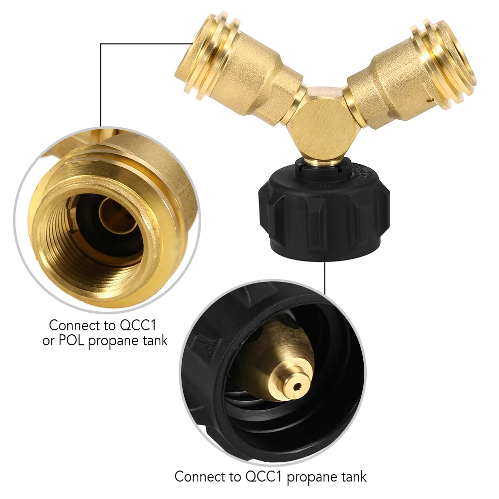 Adaptateur de réchaud de Camping en plein air, réservoir de Propane, séparateur en Y, connecteur à deux fours, adaptateur gpl, connecteur en t