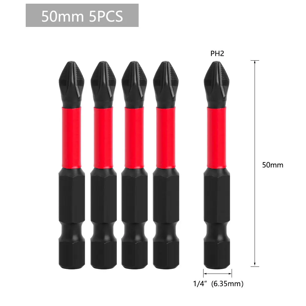 Binoax S2 5A Magnetic Screw Cross Bit Set 3/5Pcs Anti Slip PH2 Phillips Impact Batch Head Hardness Screwdriver Bit Hand Tools