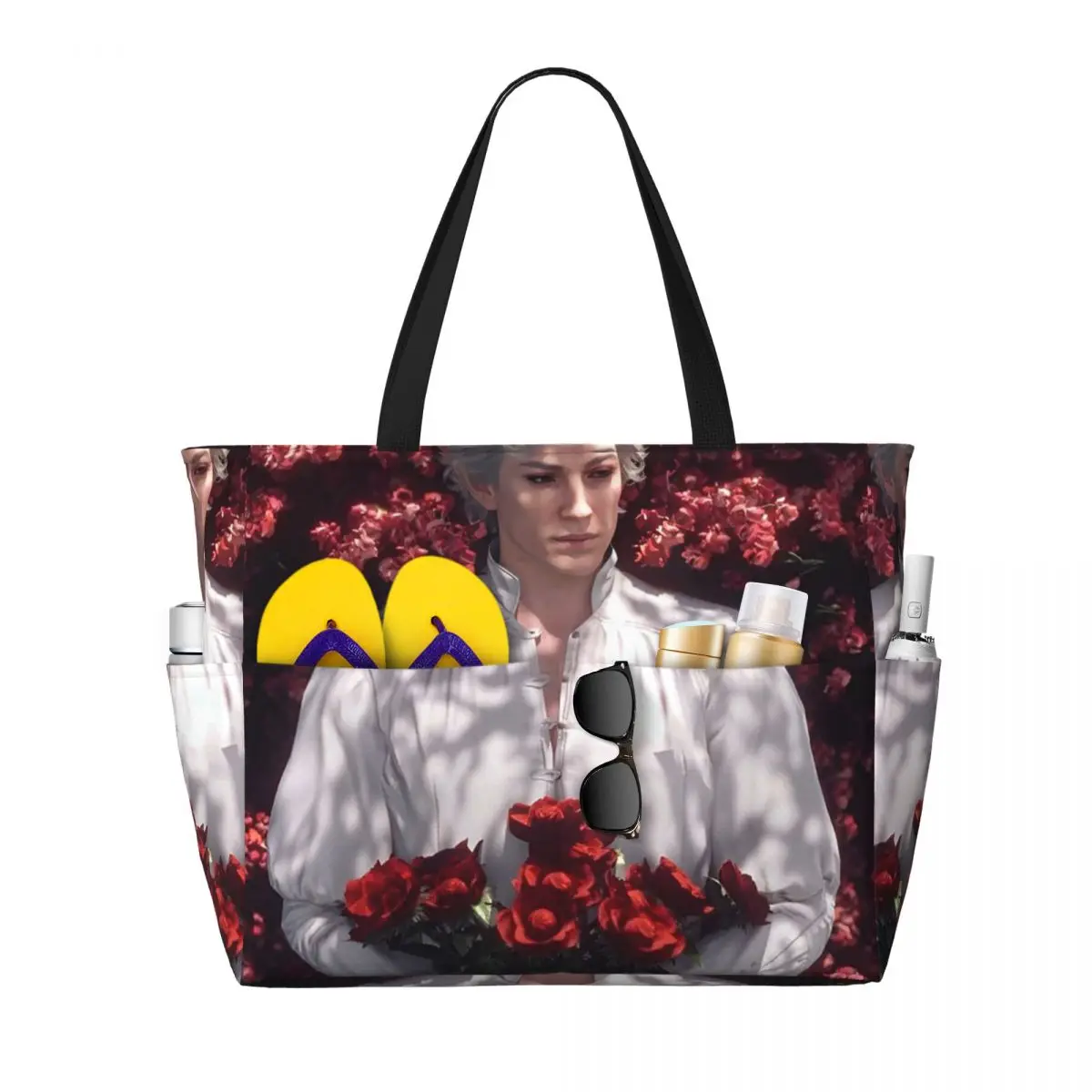 

Baldur's Gate 3 Astarion Vampire Character Beach Tote Bag Sport Gym Yoga Duffle Large Tote Bag Women Travel Bag Fitness bag