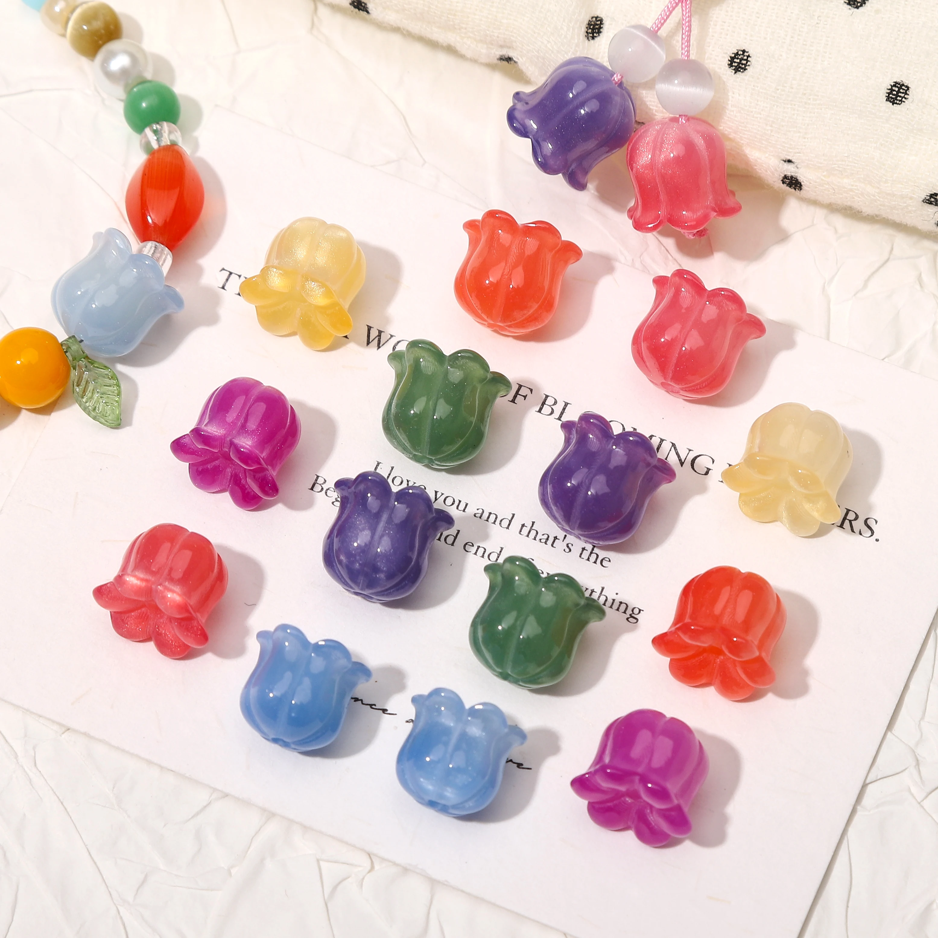 2/7pcs UV Color Changing Resin Bell Flower Beads for DIY Jewelry Making Bracelet Necklace Earrings Bag Charm Pendant Accessories