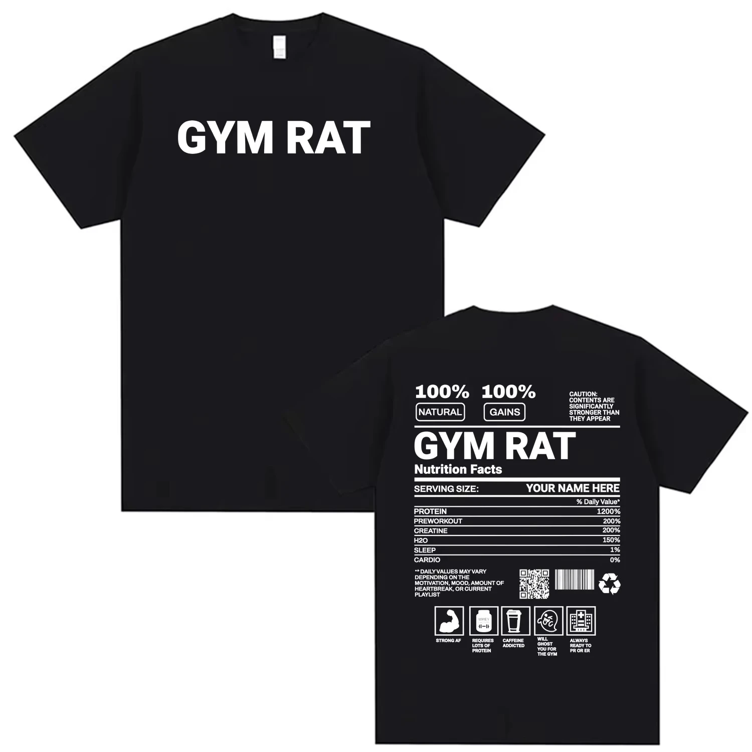 

Personalized Gym Rat Nutrition Facts Meme Funny T Shirt Men Women Fashion Harajuku High Street T Shirts Comfort Hot Sale T-shirt