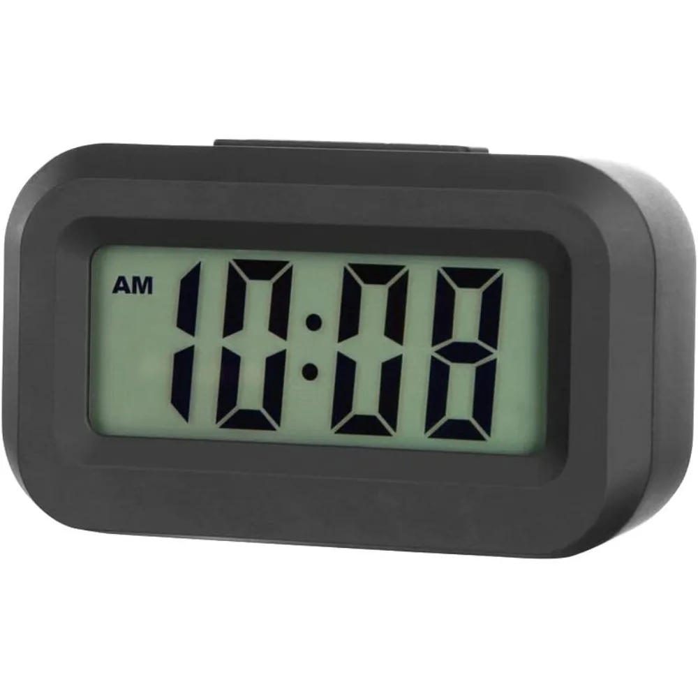 

Small digital travel alarm clock, easy to read, ascending alarm, snooze function, soft light.