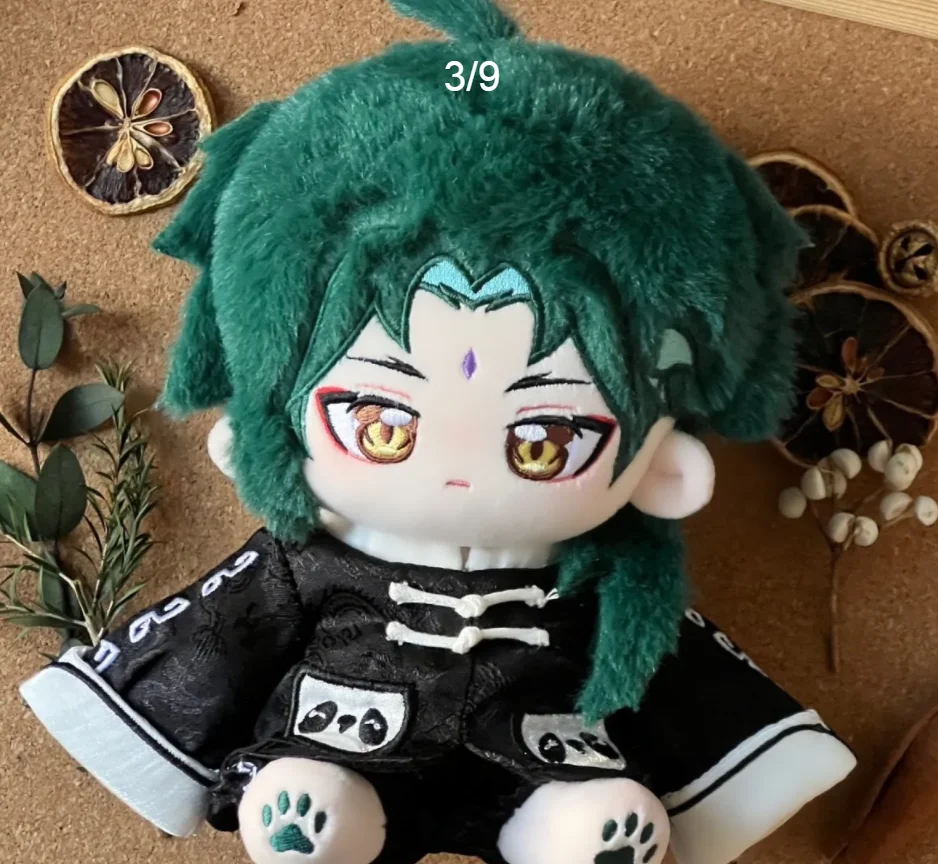 20cm Anime Genshin Impact Xiao Green Hair Monster Cosplay Plush Doll Cotton Stuffed Body Dress Up Clothes Cotton Gift Xmas image 5