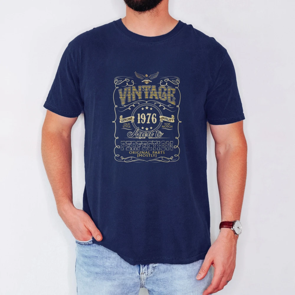 Made In 1976 Mens Tshirt 50th Birthday Gift Vintage Fifty Year Old Birthday Cotton Tshirt Vintage Aged To Perfection Graphic Tee