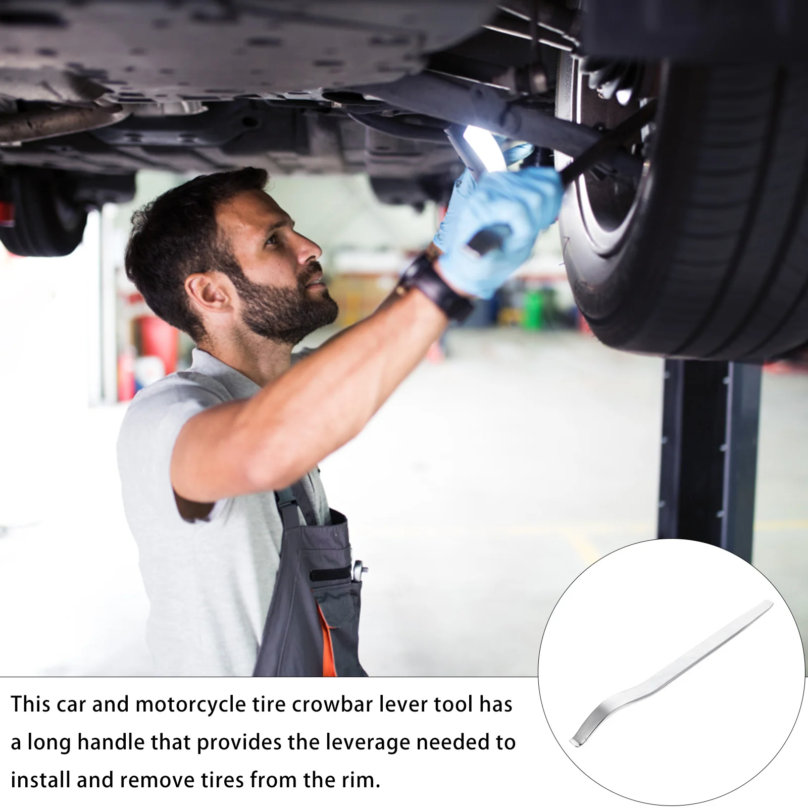 

Tire Lever Tool Curved Car Bike Motorcycle Repair Silver Carbon Steel Durable Practical Smooth Operation Tire Change Protectors