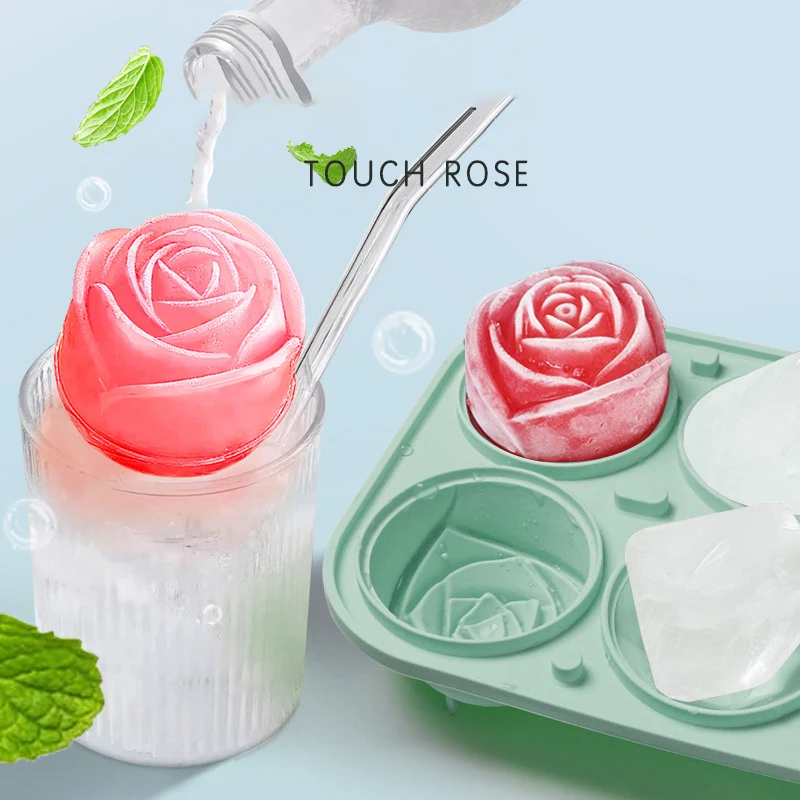 3D розовые бриллианты, круглые формы для кубиков льда, 4/6 сетки, лоток для кубиков льда, форма цветка, силиконовый льдогенератор, кухонная барная посуда, аксессуары для инструментов