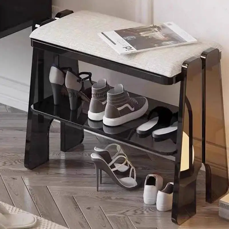 Hallway Transparent Foot Stool Plastic Storage Pouf Modern Minimalist Relaxing Foot Stool Lazy Children Tabouret Home Furniture