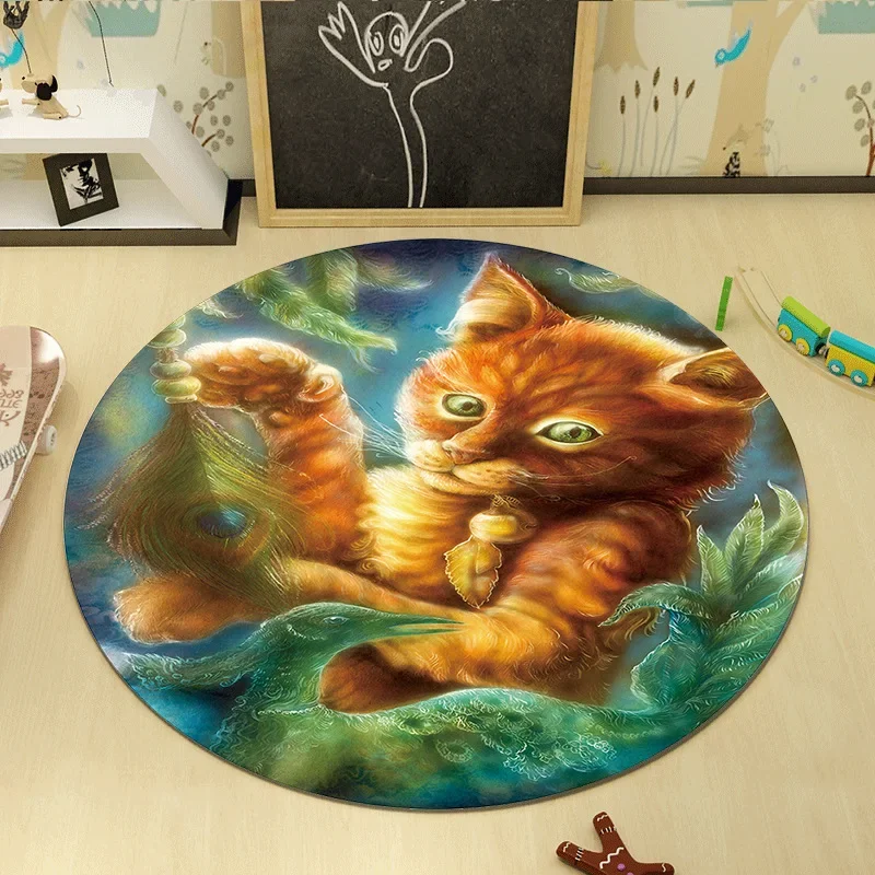 Round Carpet Baseball Pattern Area Rugs Living Room Bedroom Bedside Sofa Children Carpet Chair Mat For Kids Room Home Decoration