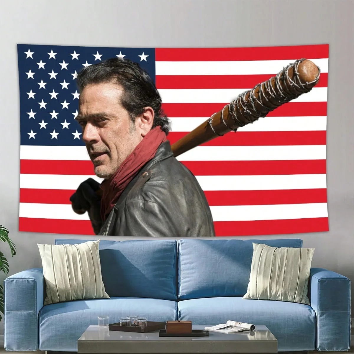 

Negan American Flag Tapestry Iconic TV Character Wall Art Patriotic Bedroom Decor Mother's Day Graduation Gift