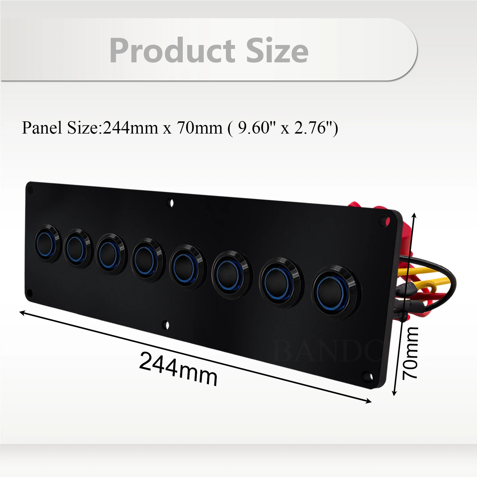 8 Way Waterproof Push Switch Panel Blue LED Button Overload Protect for Boat Car Jeep Power Fog Light LED Light Bar Control