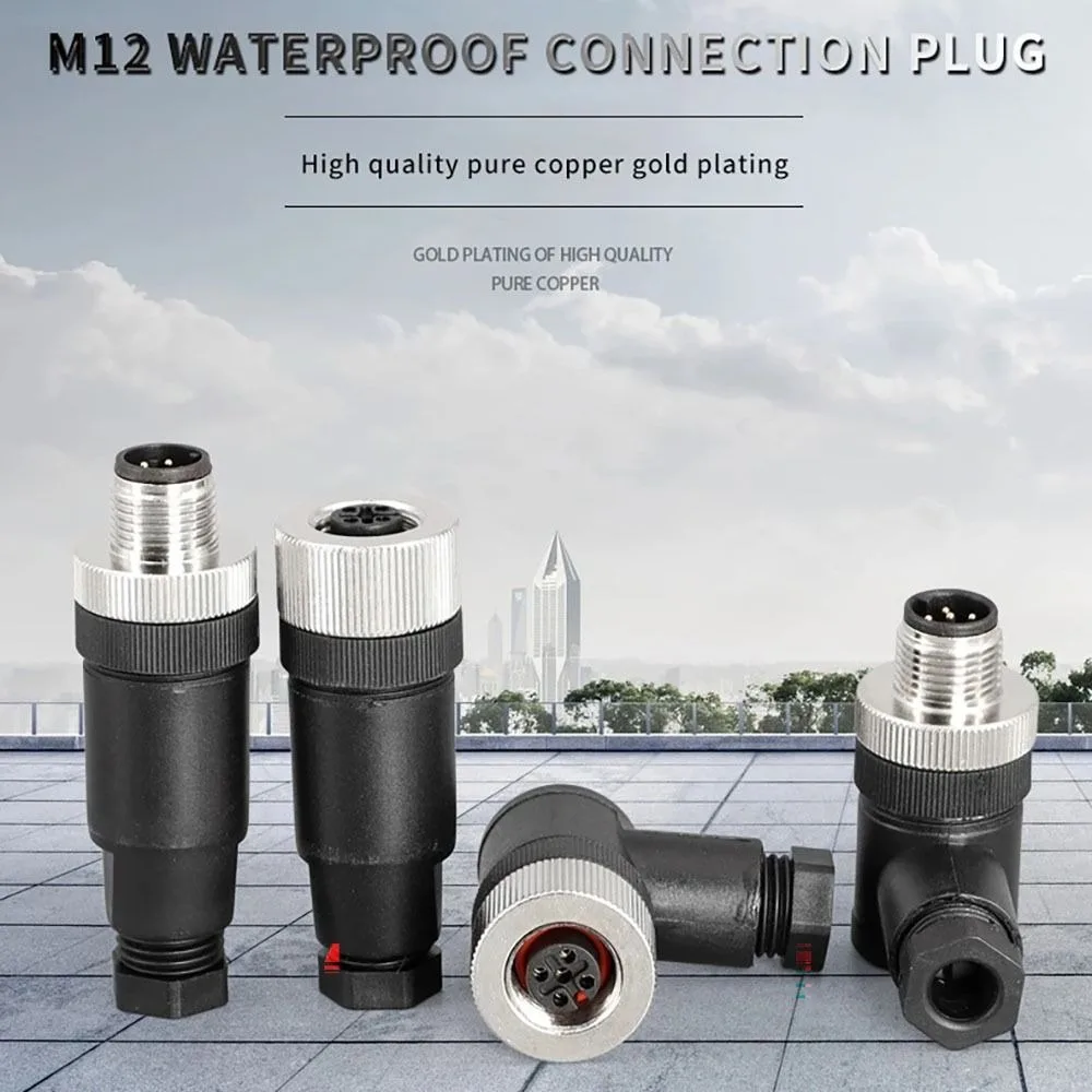 High Quality 4 5 8 Pin M12 Sensor Connector Waterproof PG7 Male&Female Plug Bend Angle A Type Sensor Connectors Household