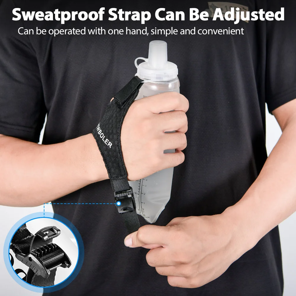 Weiche TPU-Wasserflasche, 500 ml, ultraleicht, faltbar, mit Armband, fest, rutschfest, für Outdoor-Sport, Wasserbeutel, weiche Wasserflasche – Detail 3