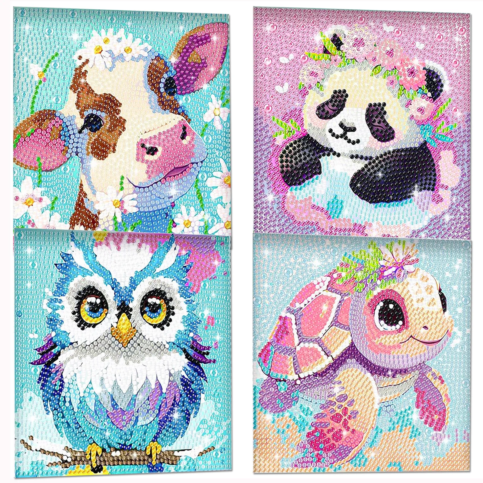 

4pcs Diamond Painting 5D Animal Art Mini Set DIY Cute Cartoon Painting Set Crystal Diamond Painting