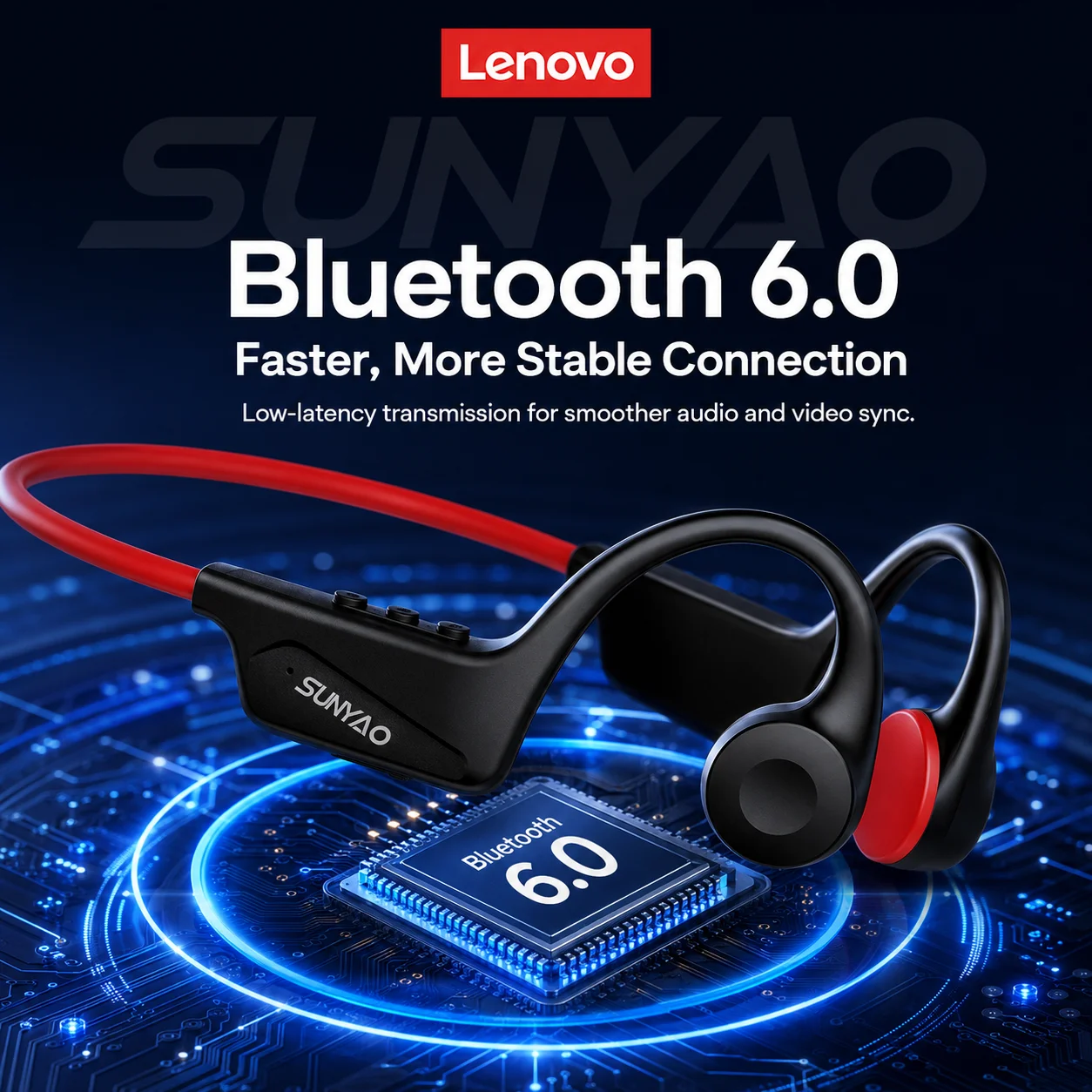 Choice Lenovo Bone Conduction Earphones S107 Bluetooth 6.0 Headphone Wireless Sport Ear-hook Headset Cycling Fitness Earbuds New view 6