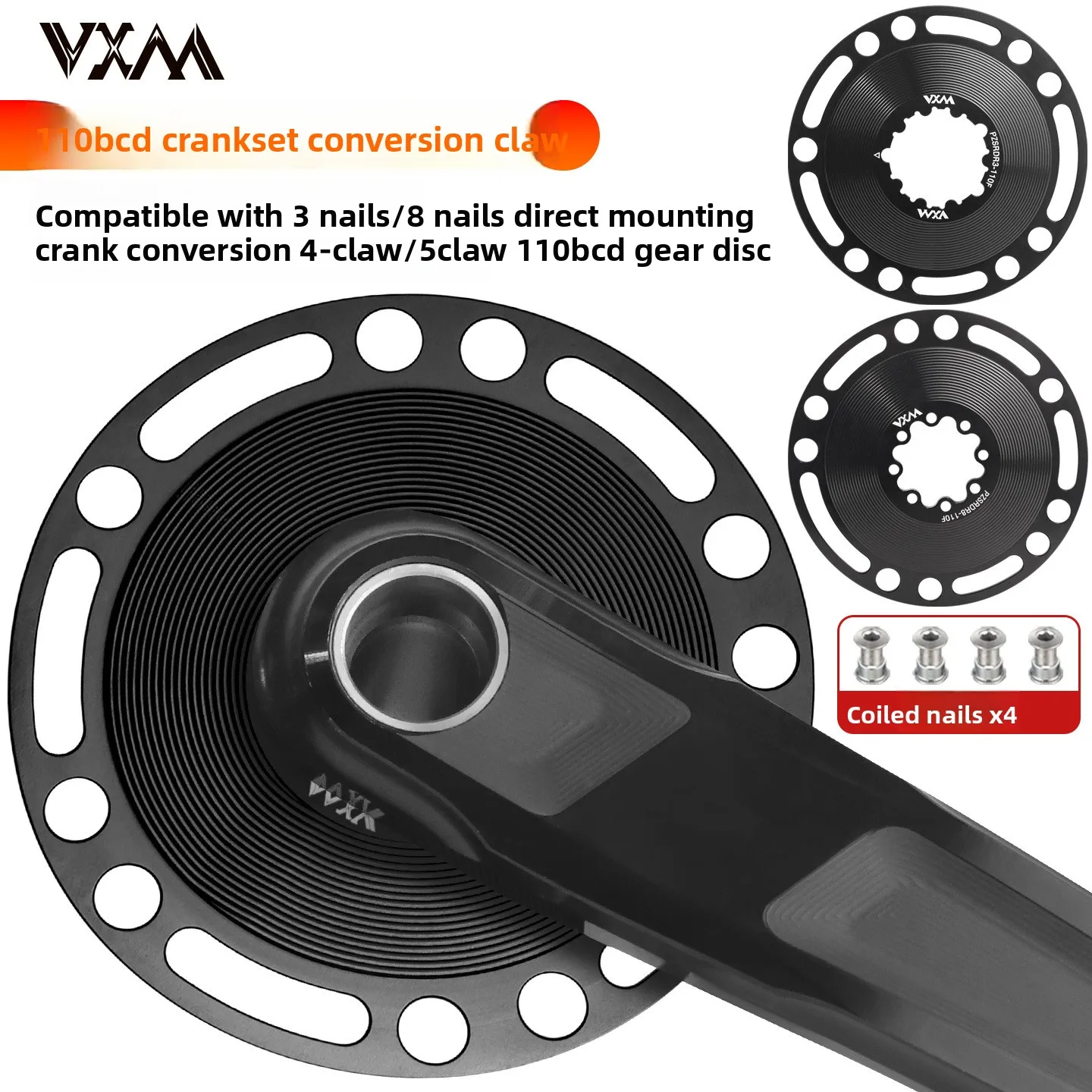 

Bicycle 110BCD disc conversion claw quick connection GXP8 pin direct installation type thread to 3 pin crank to 4 hole adapter