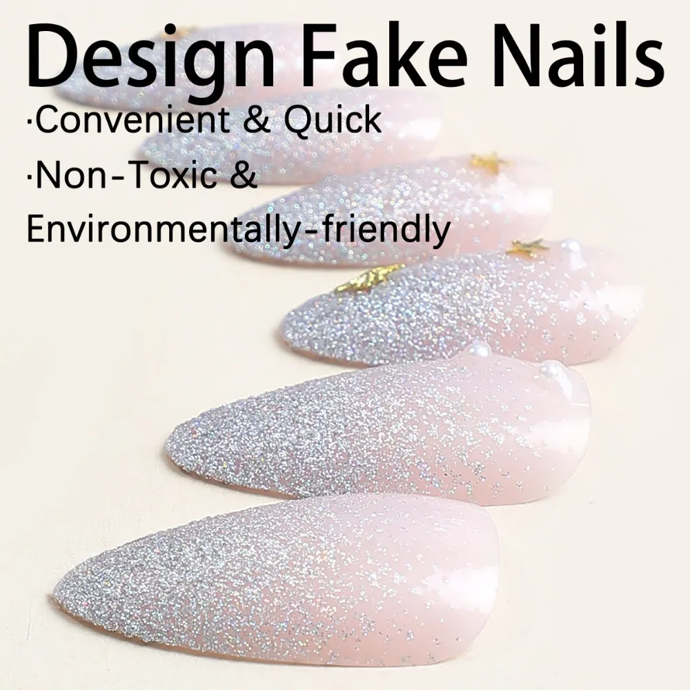 Detachable Wearable Manicure Almond Fake Nails Pointed Head Full Cover False Nail Nail Tips Women