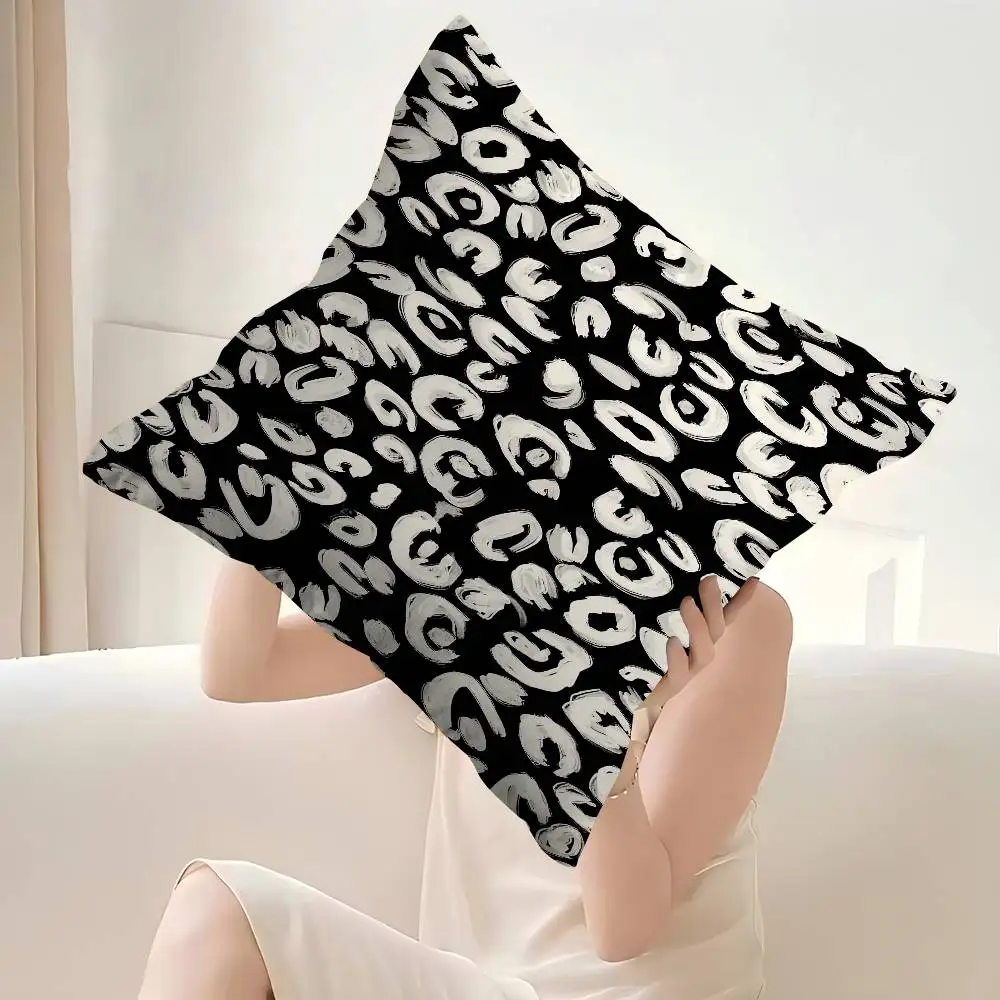 أسود أبيض مجردة النقاط المخدة تون هدية غطاء الوسادة غرفة نوم المنزل أريكة كرسي مقعد ديكور كيس وسادة #2
