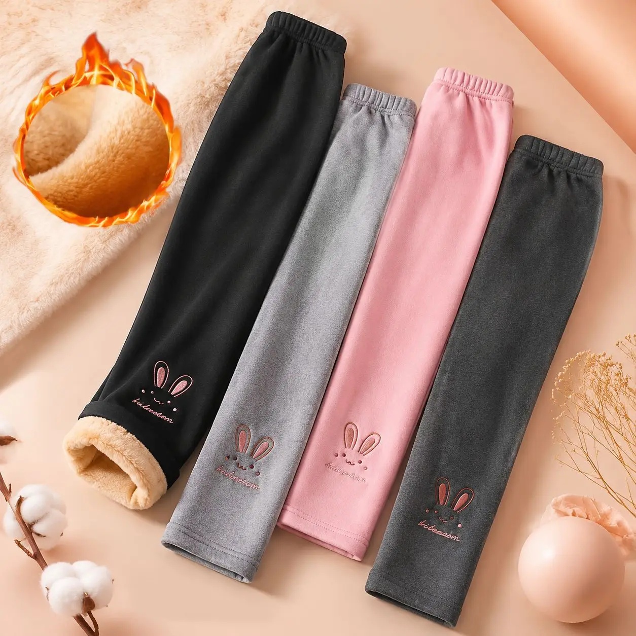 Kinder-Leggings mit Cartoon-Kaninchen-Motiv, Kaschmir-ähnliche Leggings, Winterhosen für Babymädchen, Weiche Herbstkleidung für Kinder – Detail 5