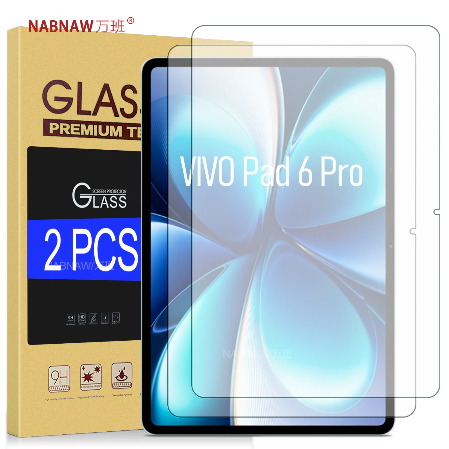 On VIVO Pad6 Pro Tempered Glass Screen Protector For VIVO Pad 6 Pro Tablet Film Scratch Proof Clear Easy To Install 2-Pack