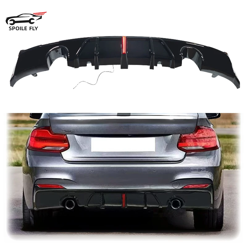 

2013 To 2020 For BMW 2 Series F22 F23 M235i M240i M Sport MP Style Gloss Black Brake LED Light Rear Bumper Diffuser Splitter Lip