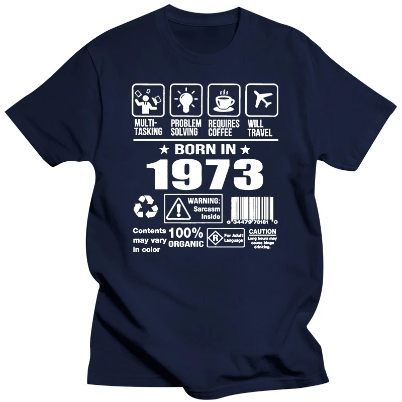 Men's Born In 1973 t shirt designer Euro Size S-3xl cool Fit Building Spring Letters shirt