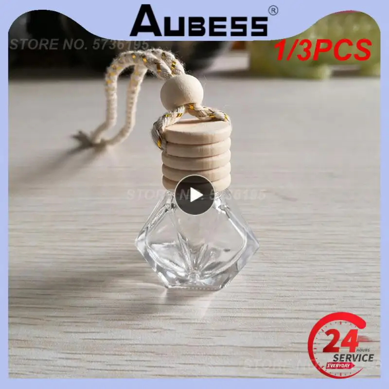 1/3PCS Car Hanging Glass Bottle Empty Perfume Aromatherapy Refillable Diffuser Air Fresher Fragrance Pendant Ornament